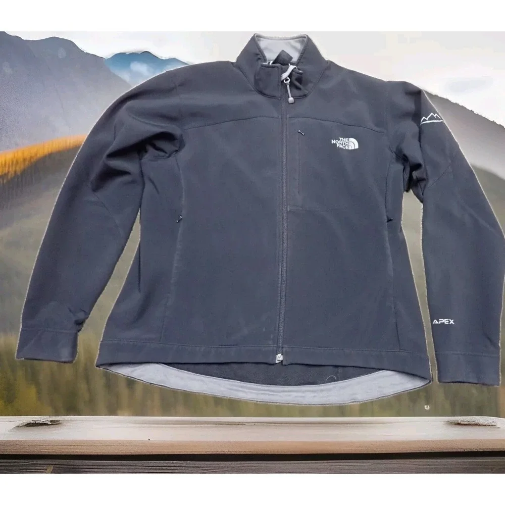 The North Face Apex Jacket Men XL Black Excellent Softshell Full Zip Windbreaker